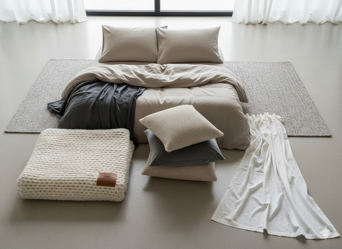 Minimalistisk tekstilsett